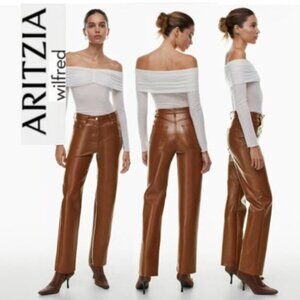 Aritzia Wilfred The Melina Pant High-waisted Vegan Leather Brown Pants Size 6